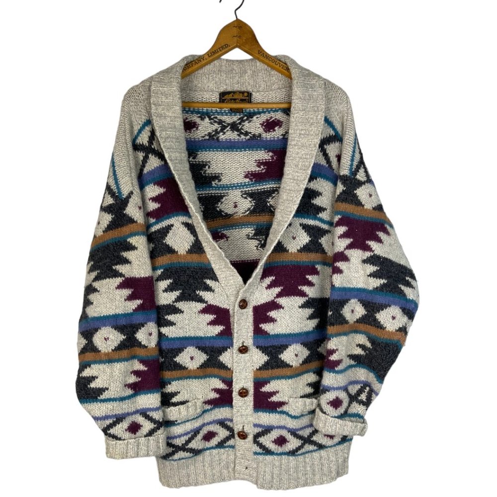 Eddie Bauer Multicolor Patterned Cardigan Sweater